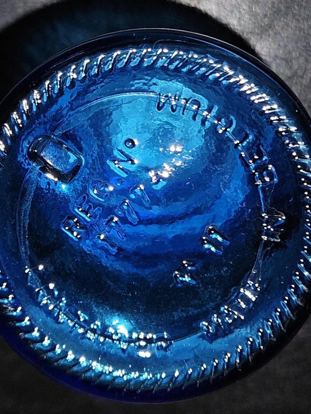 Vtg Belguim Glass Jar w/lid  Beautiful Blue w Gold Trim